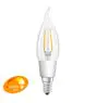 Osram Classic LED E14 Gebogene Spitze Kerze Fadenlampe Klar 4.5W 470lm - 827 Extra Warmweiß | Dimmbar - Ersatz für 40W