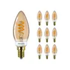 Mehrfachpackung 10x Philips MASTER Value LED Kerze E14 Vintage Fadenlampe Gold 2.5W 136lm - 927 Extra Warmweiß | Höchste Farbwiedergabe - Dimmbar - Ersatz für 25W